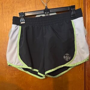 Old Navy Black and Gray Athletic Shorts with Green Trim